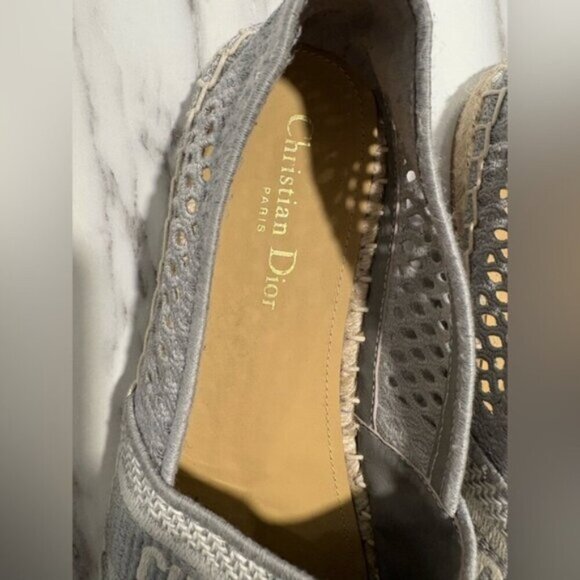 Lightly used- DIOR Granville Embroidered MeshCotton Flat Espadrille - Picture 9 of 15